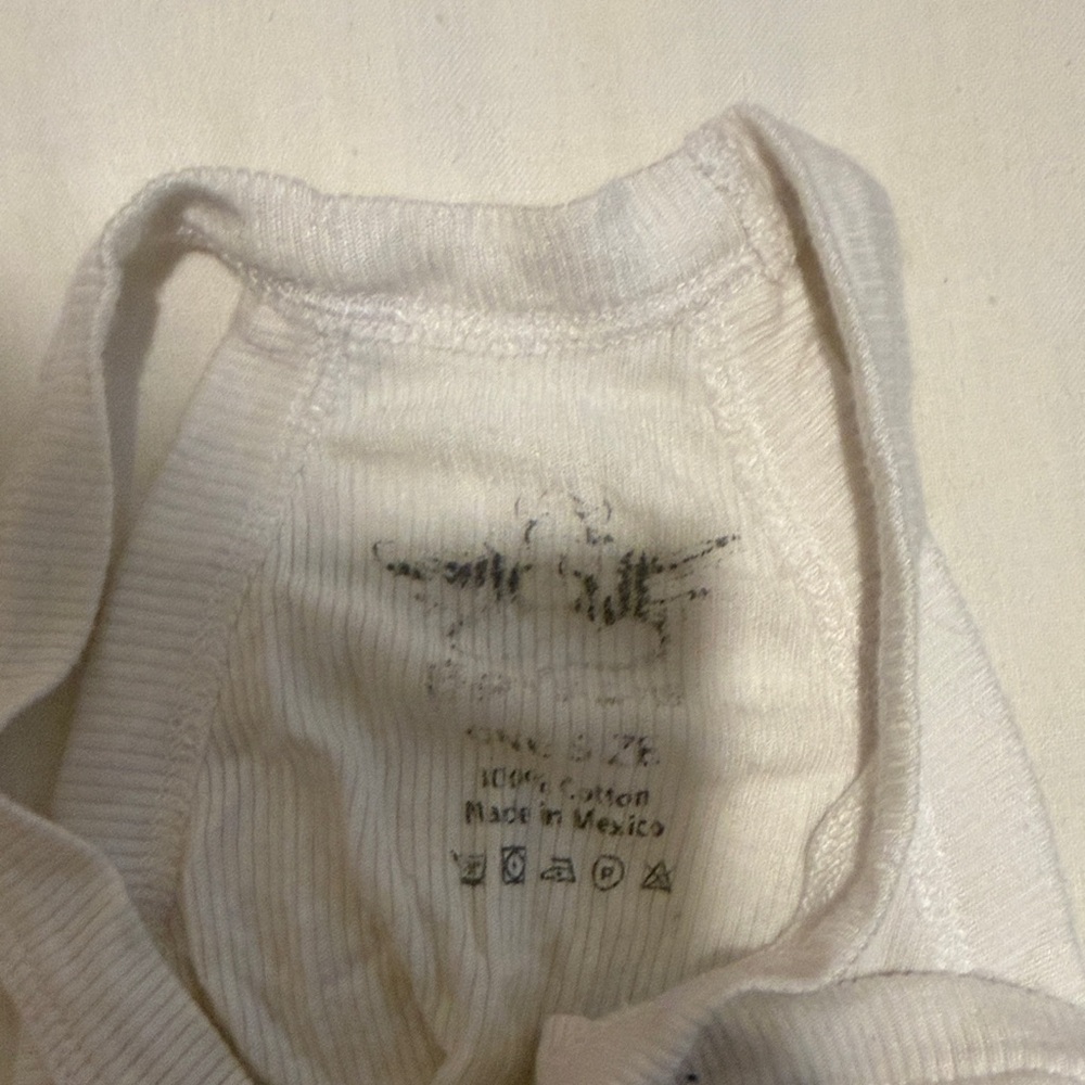 Boys Lie Angel Rhinestone White Ribbed Tank with Subtle Black Print - Picture 2 of 3